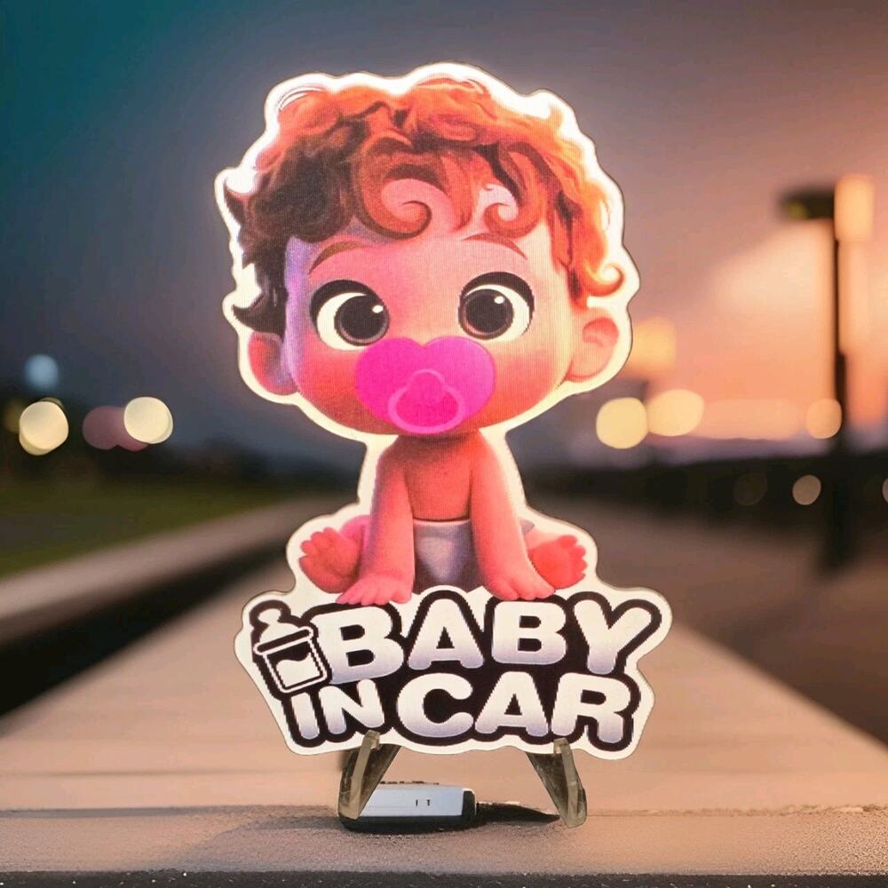 Baby in Car Cute 3D Motion Lenticular Car Laptop Decal Sticker Peeker
